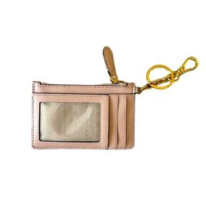 Ralph Lauren Pink Card Holder Wallet Key Chain Zipper Pocket Credit Card Slots